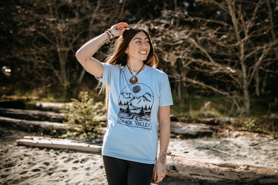 Vintage Comox Valley Soft Wash 100% Cotton Tee in Sky Blue