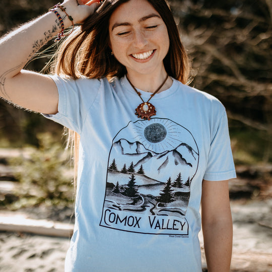 Vintage Comox Valley Soft Wash 100% Cotton Tee in Sky Blue