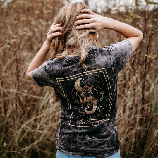 The Empress Vintage Style Unisex Tee in Cloud Black - 100% Cotton