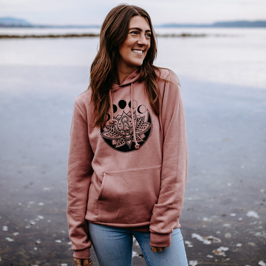 Lotus Moon Phase Hoodie in Dusty Rose *Made in Canada*