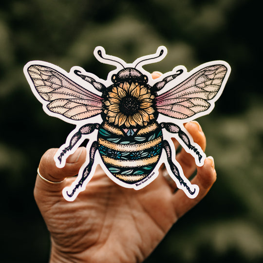 Sunflower Bee Colourful Sticker