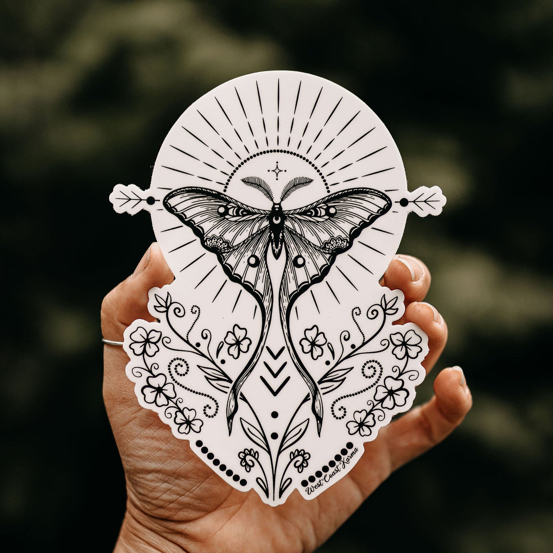 Luna Moth Folk Art Sticker