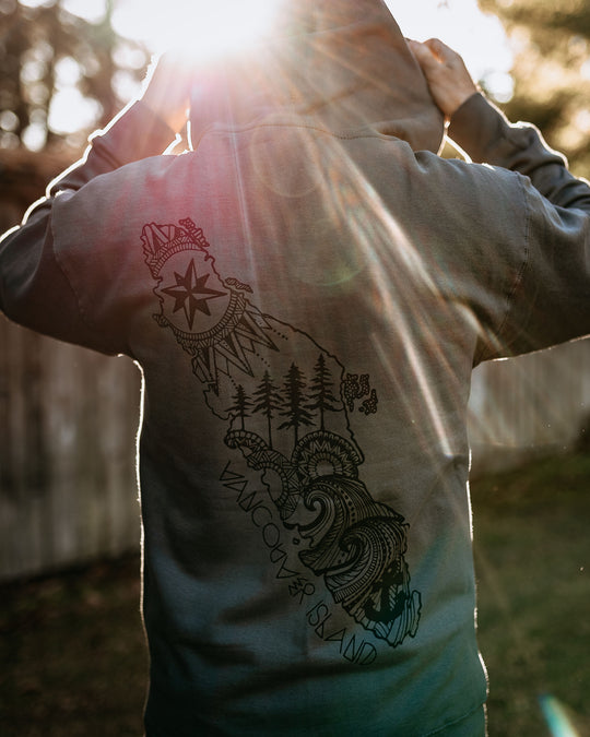 Vancouver Island Zip Up Hoodie in Charcoal Grey