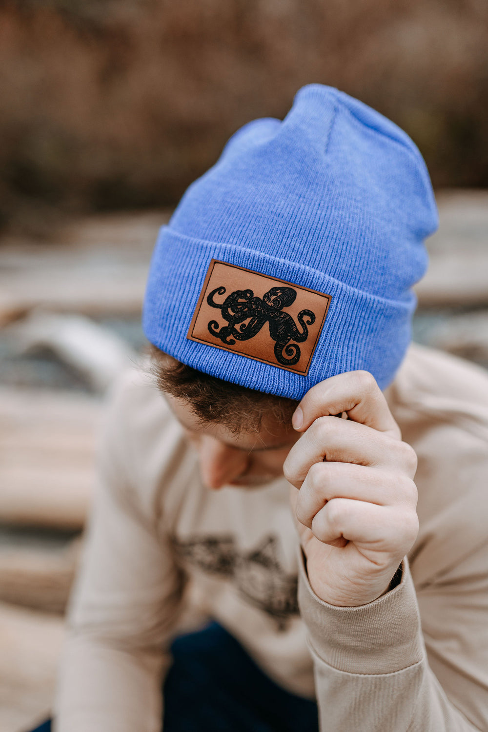 Geometric Octopus Toque in Blue