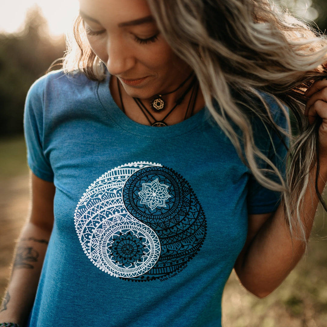 Yin Yang Eco Scoop Tee in Heather Teal *Made in Canada*