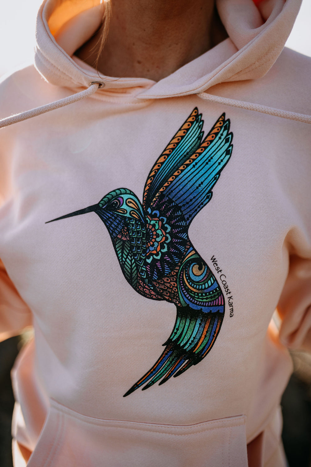 Hummingbird Hoodie in Pale Pink