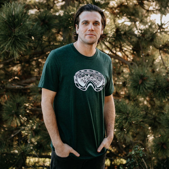 Mountain Goggles Tee in Heather Emerald