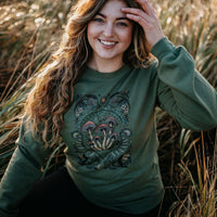 Cottage Mushroom Colourful Sweater in Military Green