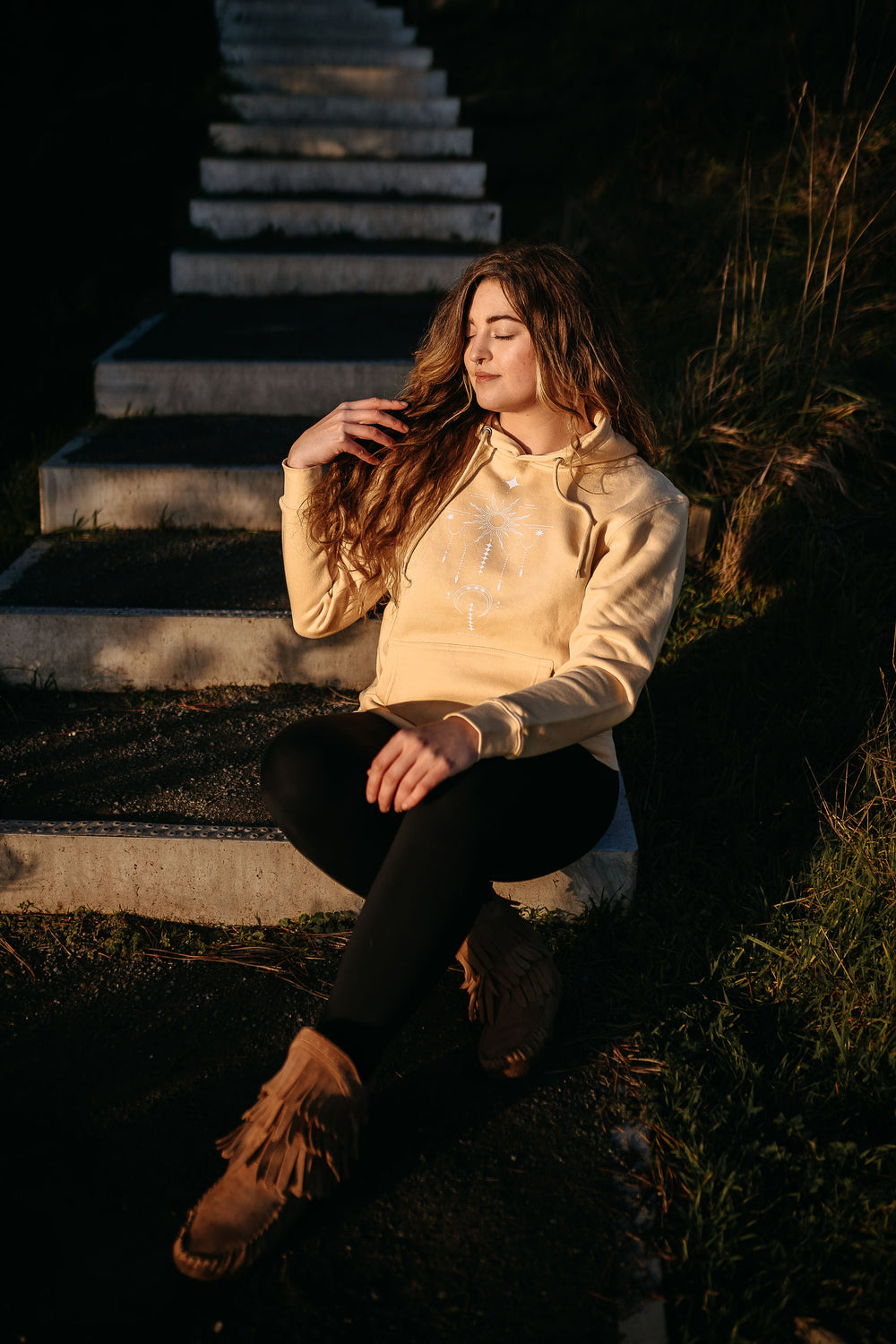 Sun Celestial Plush Hoodie in Pina Colada