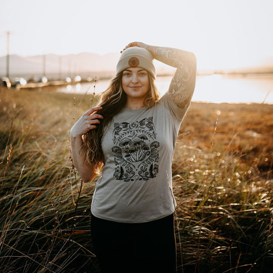 Cottage Mushroom Relaxed Fit Tee in Heather Stone