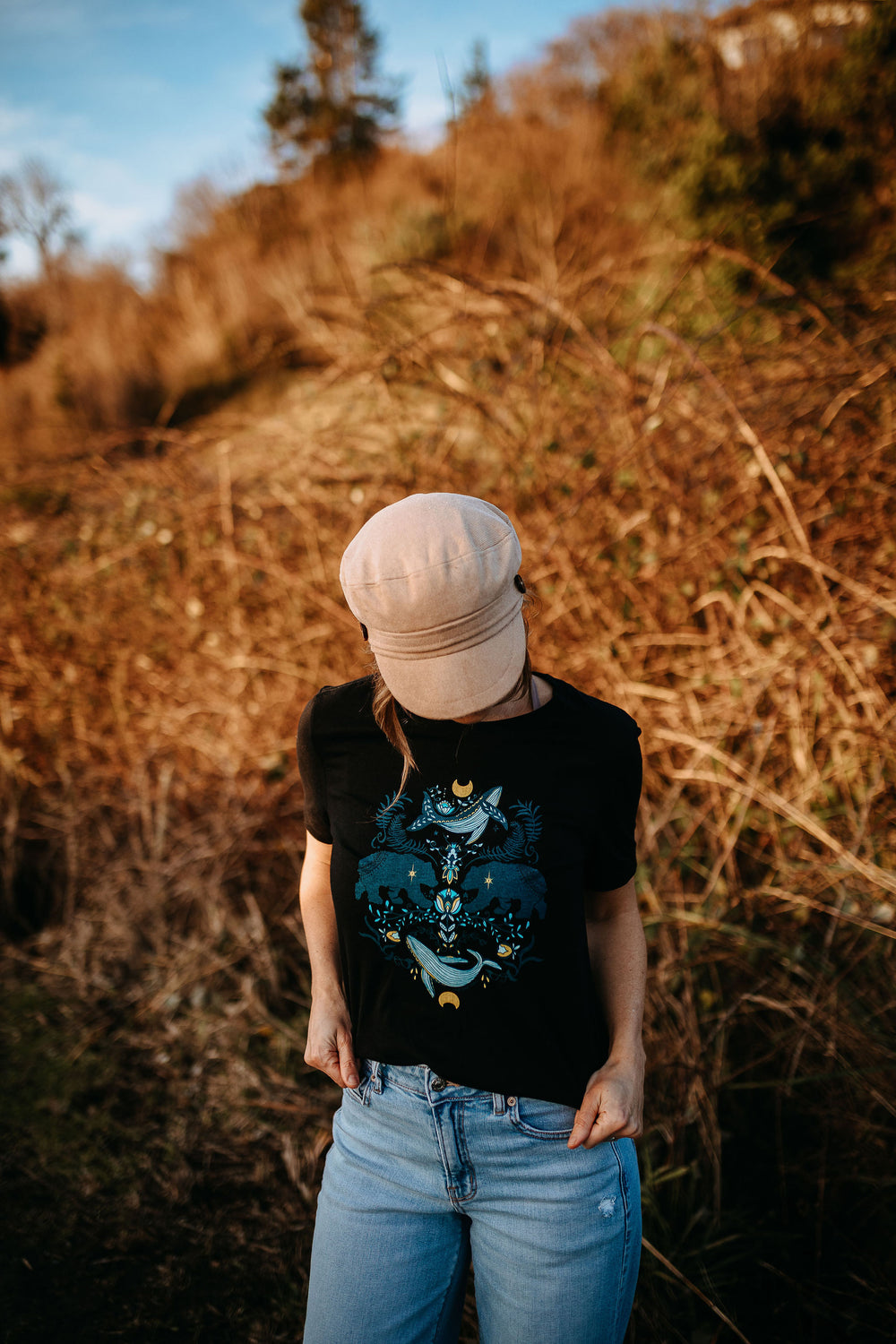 Colourful Cottage Bear Relaxed Fit Tee in Black
