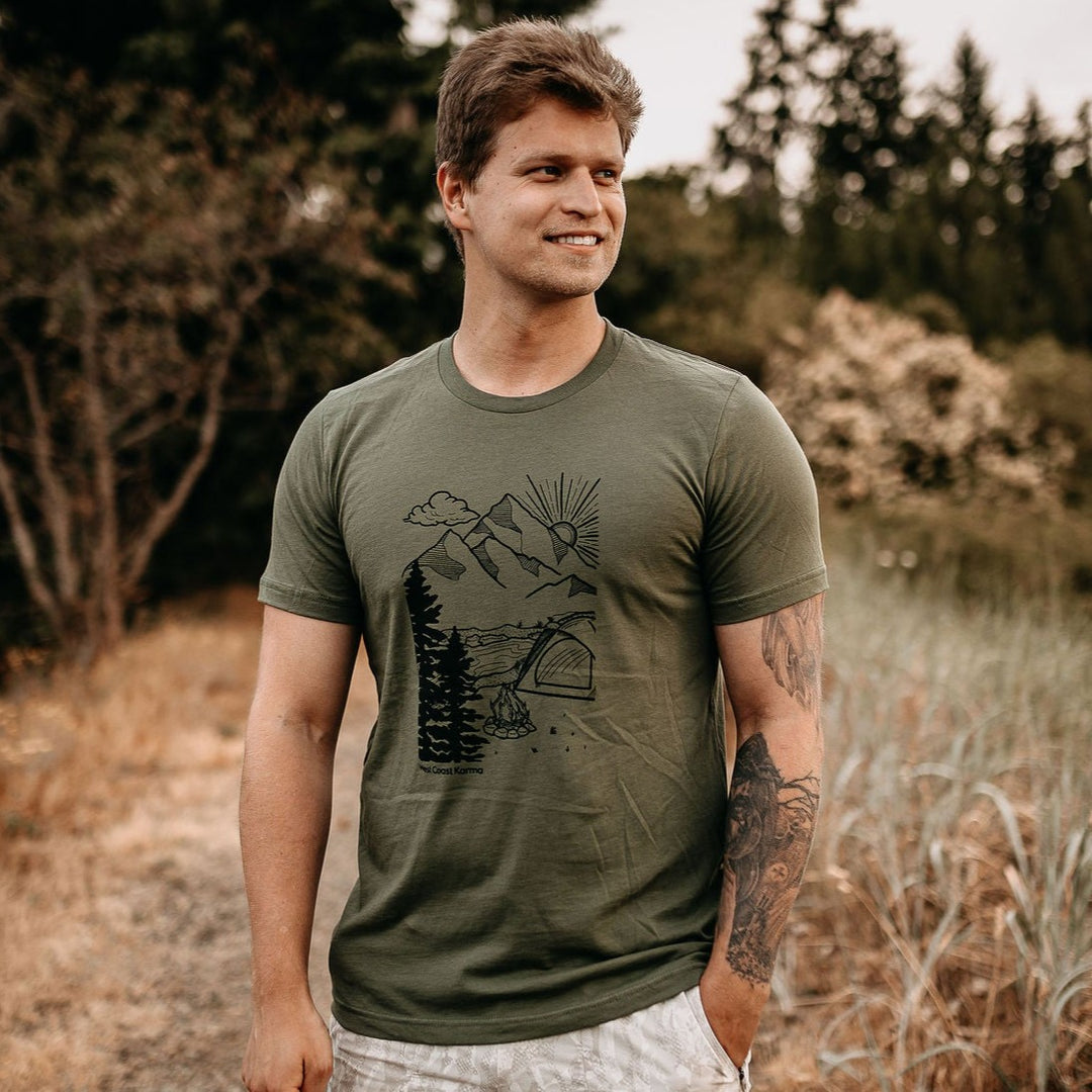 West Coast Camping Men's Tee in Military Green