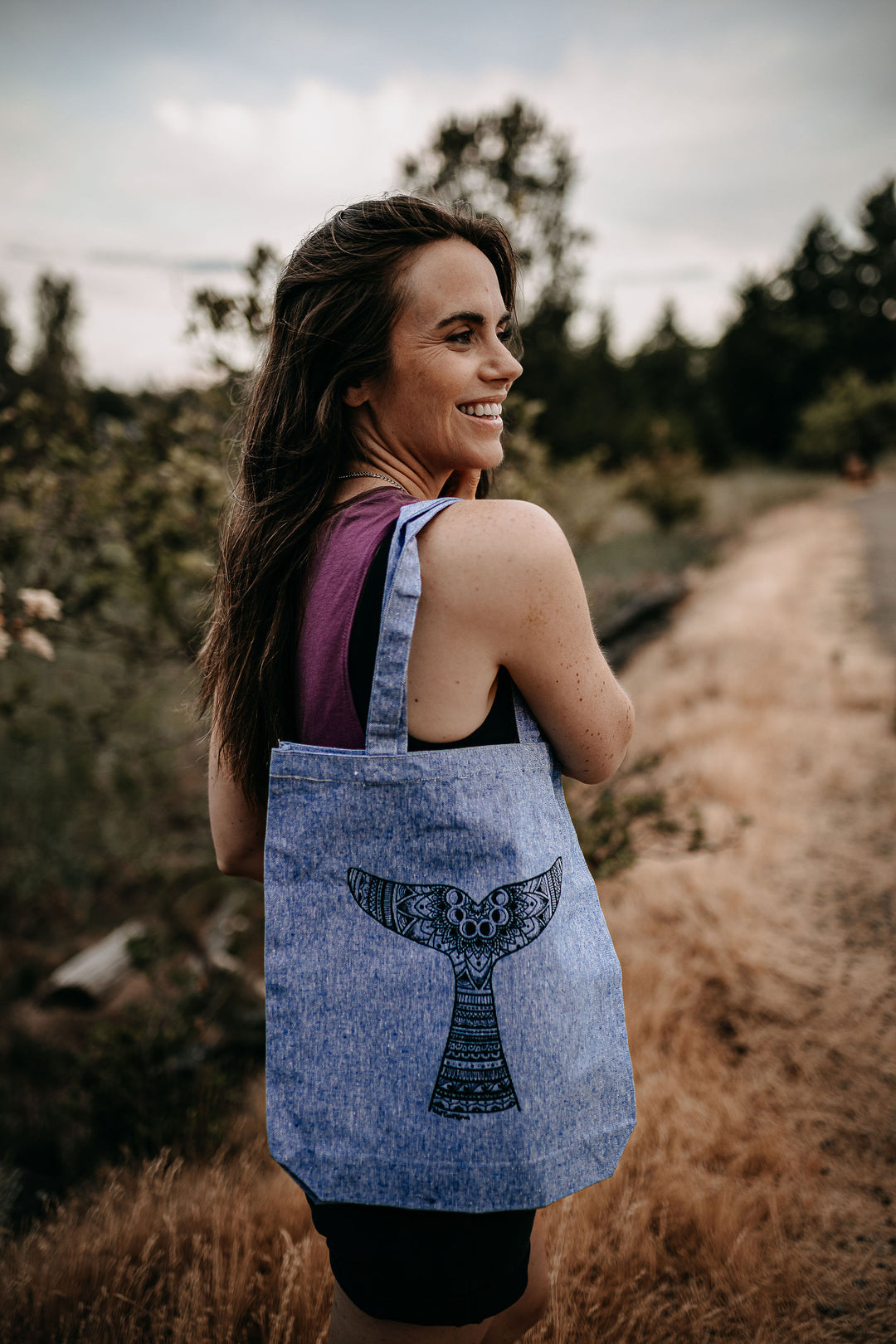 Whale Tail 100% Recycled Cotton Canvas Tote