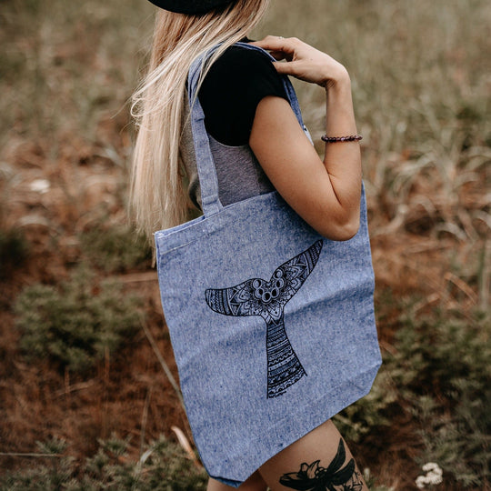 Whale Tail 100% Recycled Cotton Canvas Tote