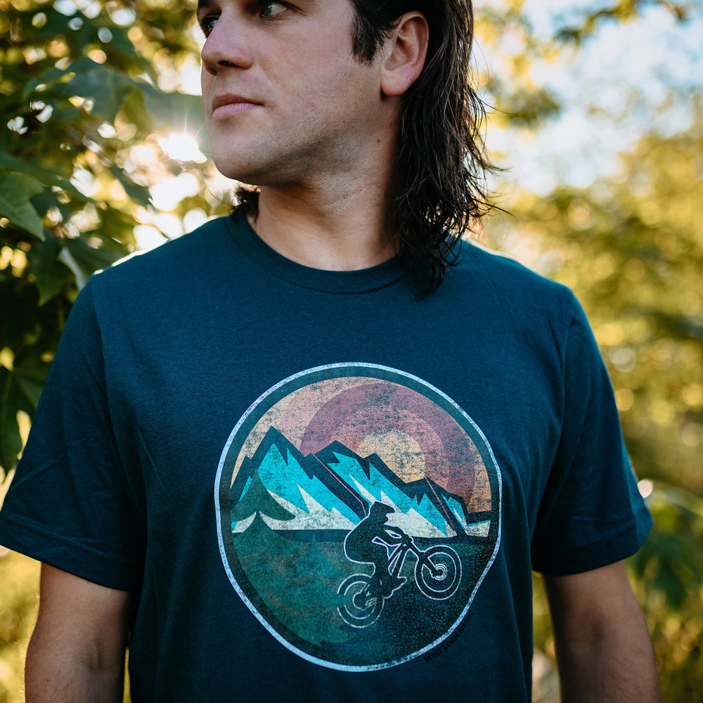 Retro Mountain Bike Tee in Ocean Blue