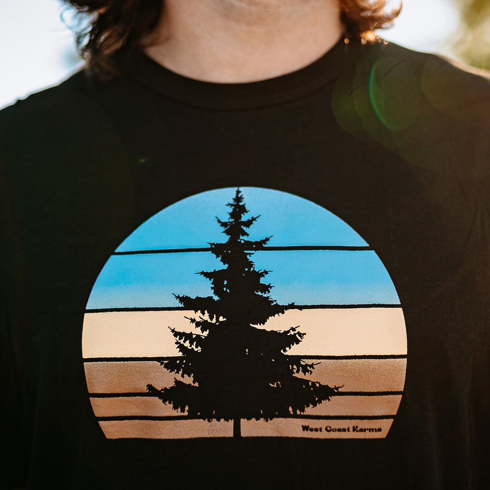 Retro Tree Bamboo/Organic Cotton Tee in Black *Made in Canada*
