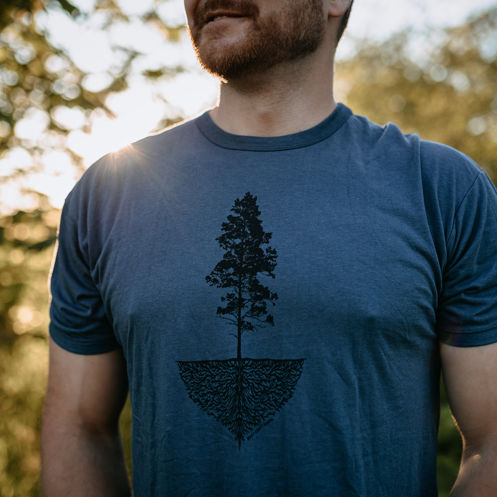 Tree Mycelium Bamboo/Organic Cotton Tee in Sky Blue *Made in Canada*