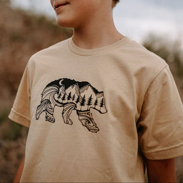 Bear Kids/Youth Tee in Latte