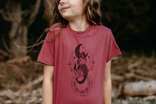 Celestial Mermaid  Kids/Youth Tee in Rouge