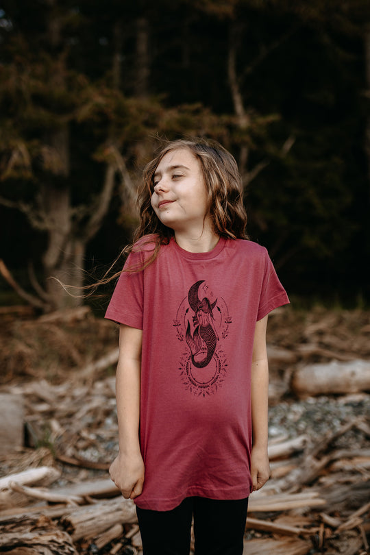 Celestial Mermaid  Kids/Youth Tee in Rouge