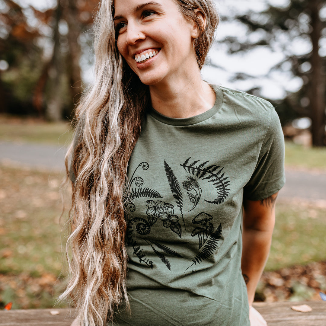 West Coast Foliage Relaxed Tee in Military Green