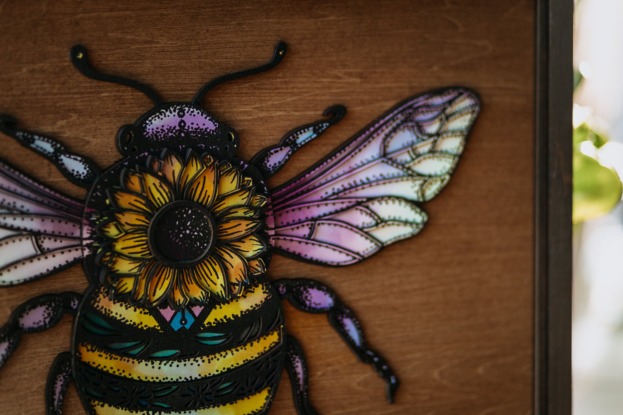 Sunflower Bee 3D Wood Art – West Coast Karma