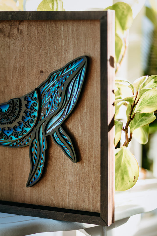 Humpback Whale 3D Wood Art