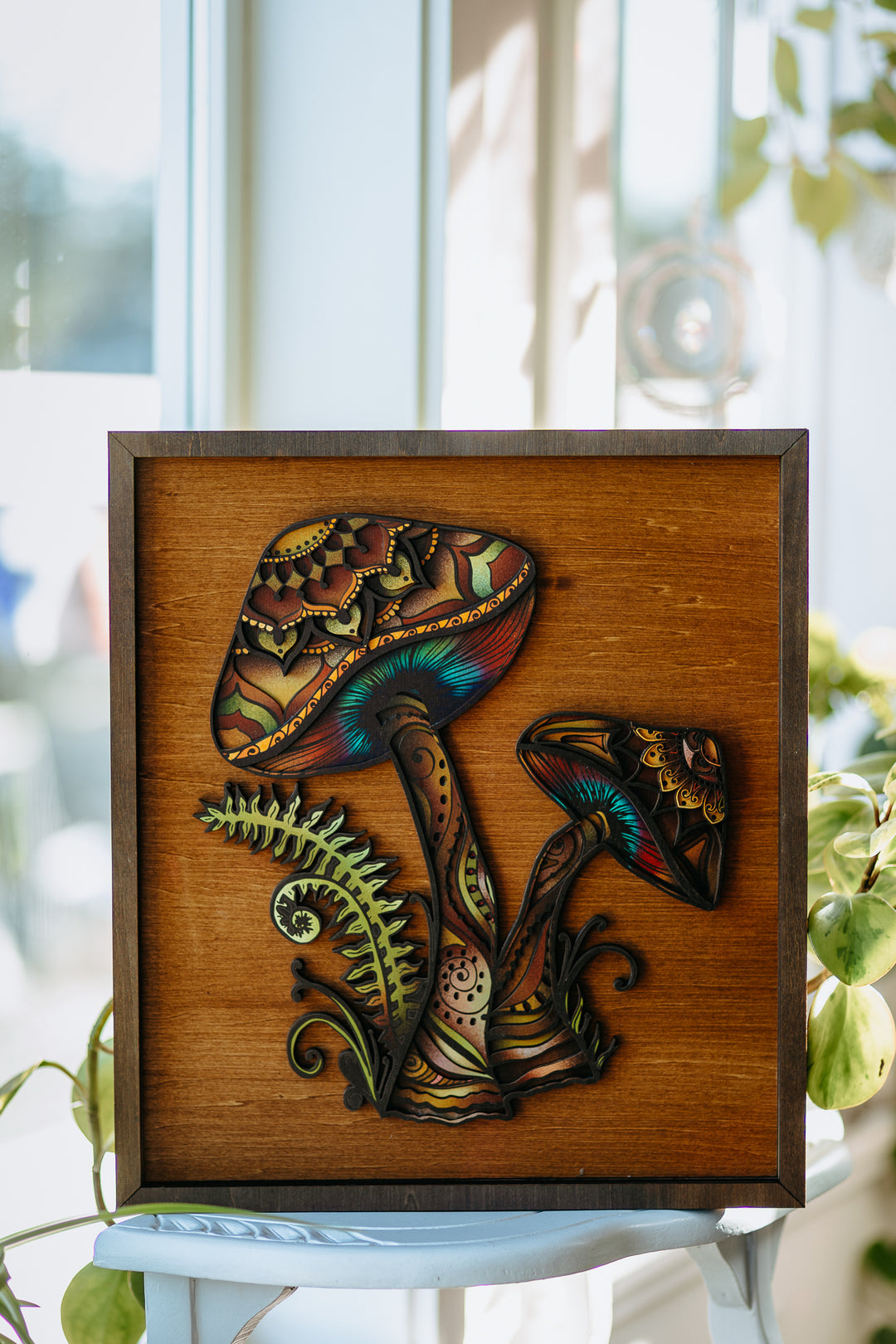 Retro Mushroom 3D Wood Art