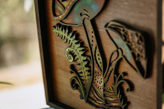 Retro Mushroom 3D Wood Art