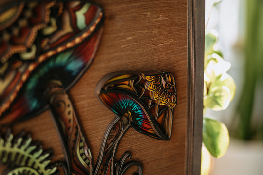 Retro Mushroom 3D Wood Art