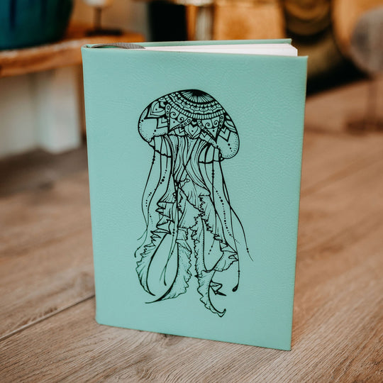 Engraved Jellyfish Blue Journal