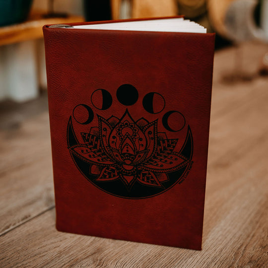 Lotus Moon Phase Burgundy Journal