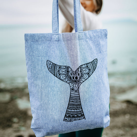 Whale Tail 100% Recycled Cotton Canvas Tote
