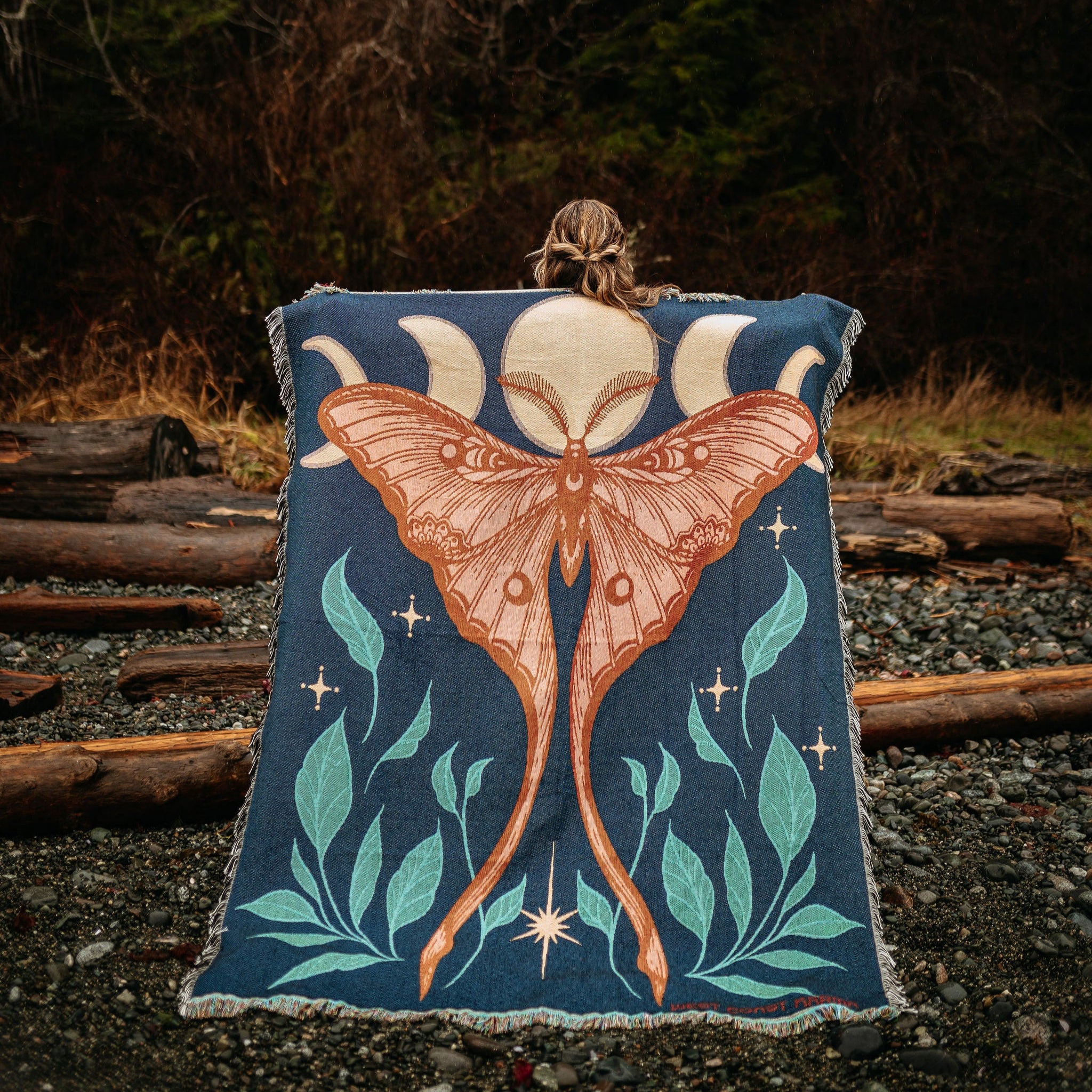 Stargazer Luna Moth 100% Cotton Woven Blanket – West Coast Karma