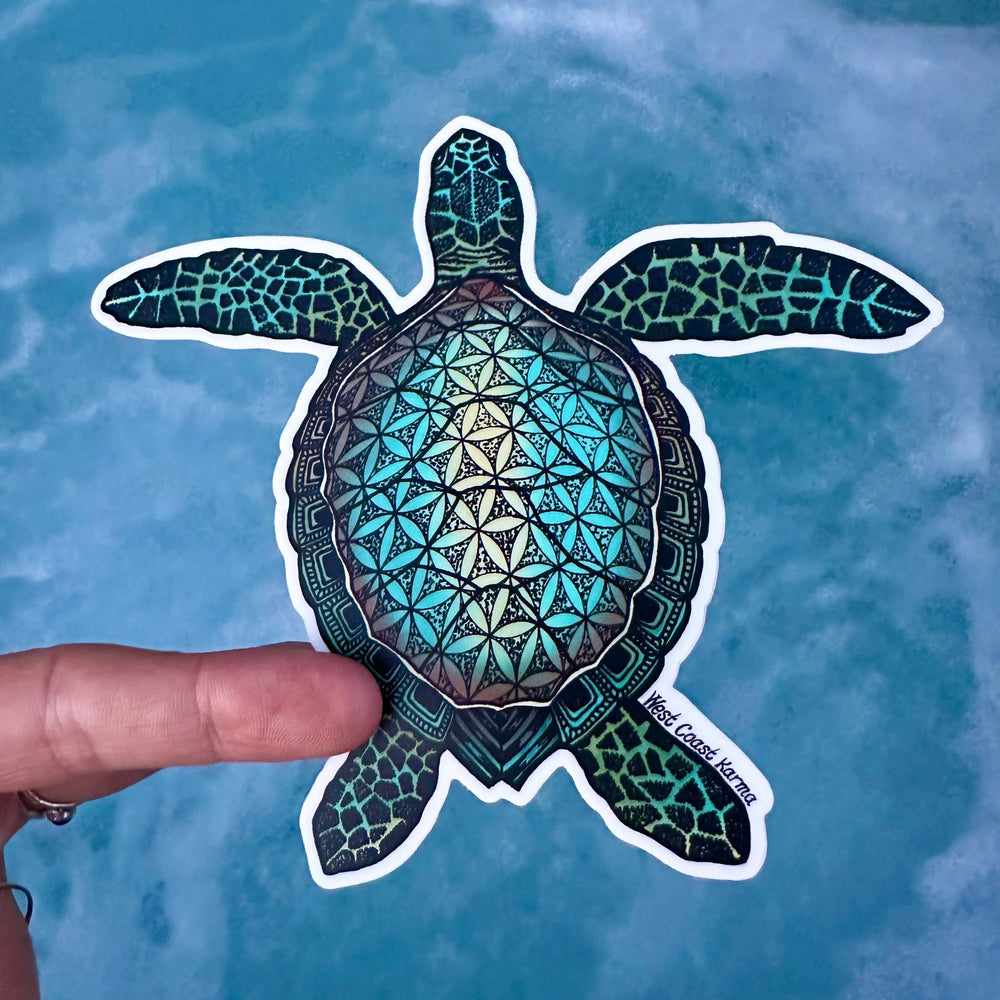 Flower of life Turtle Colourful Sticker