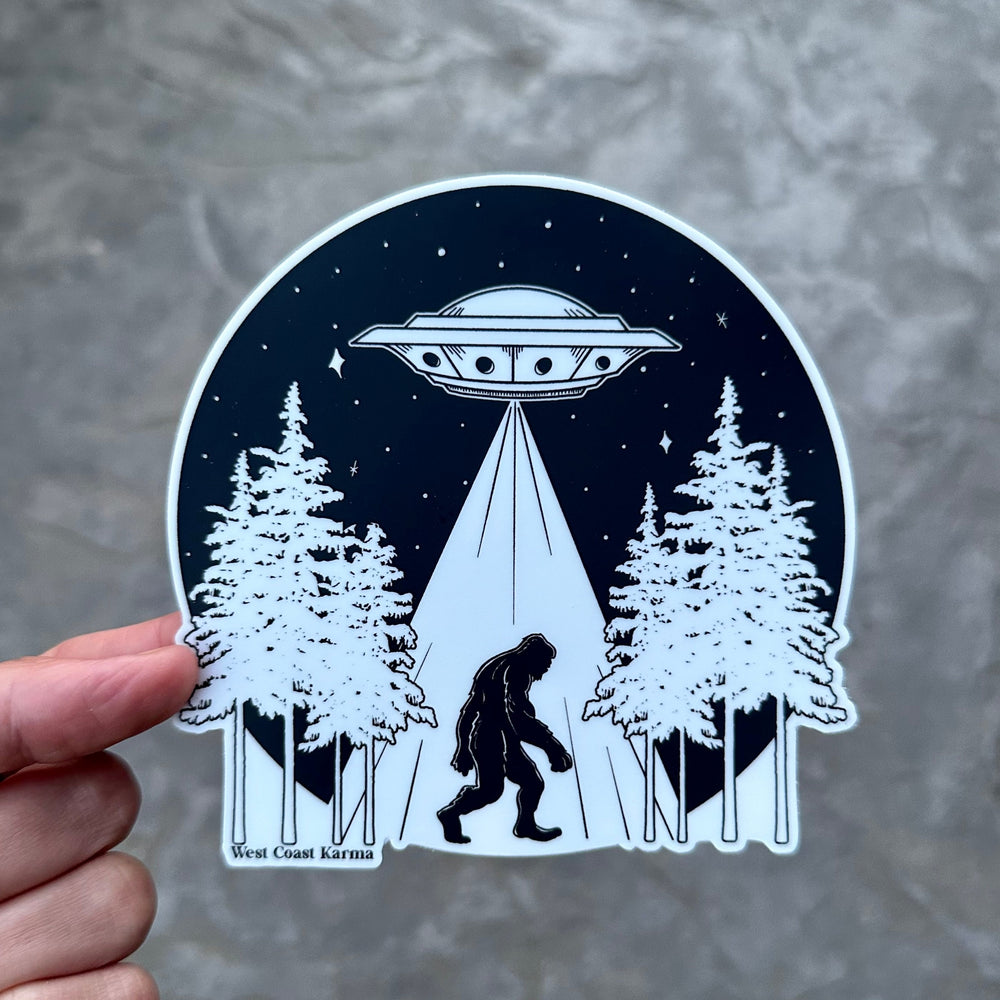Sasquatch Alien Abduction Sticker