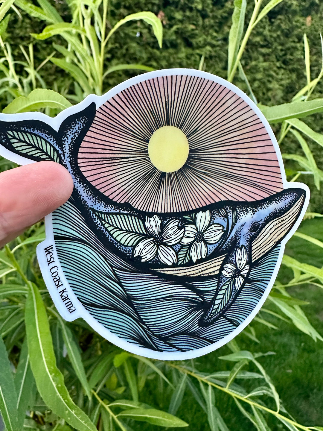 Sunrise Whale Colourful Sticker