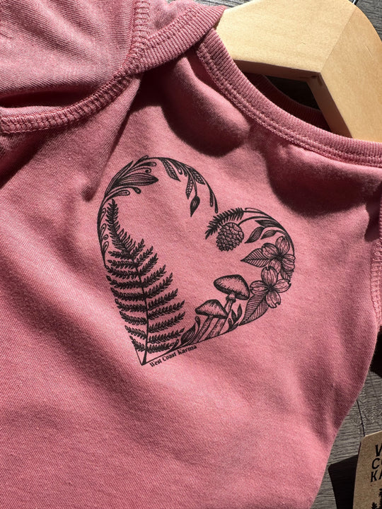 Heart Creation Baby Onesie in Mauve