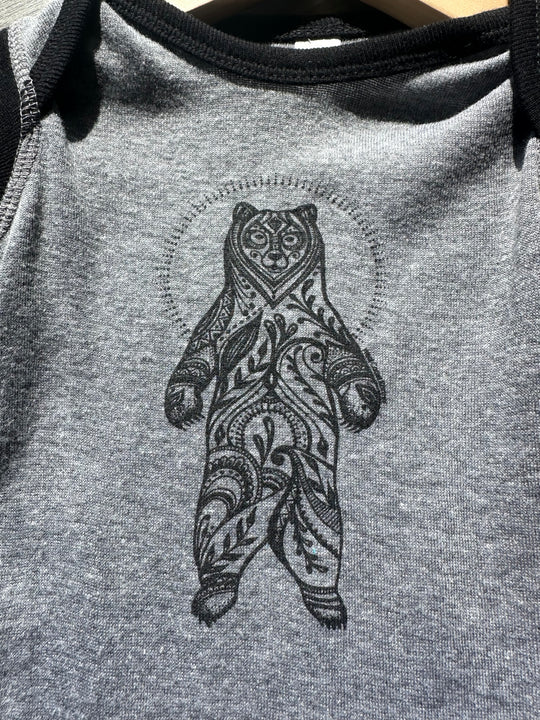 Standing Bear Baby Onesie in Heather Grey