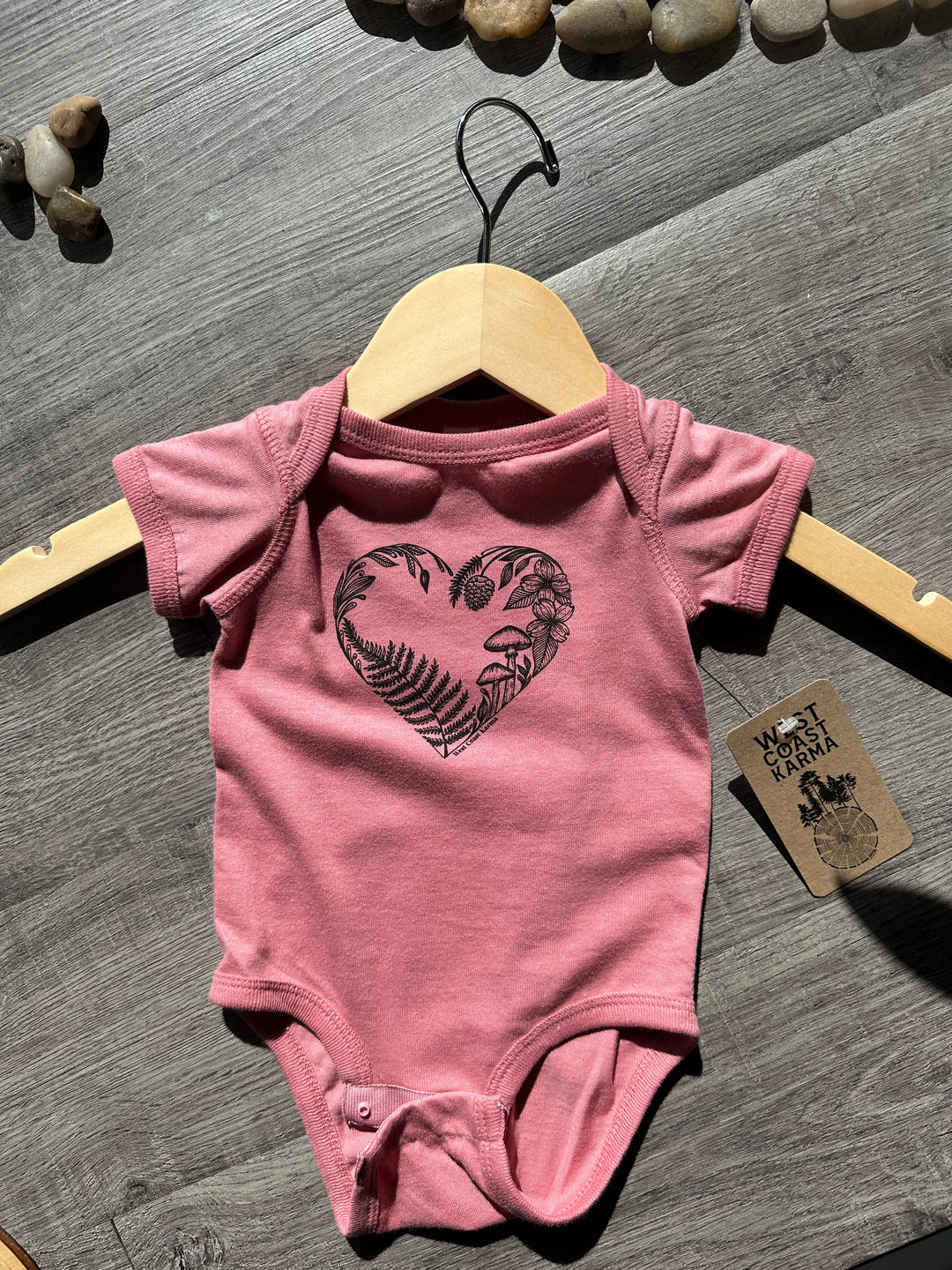 Heart Creation Baby Onesie in Mauve