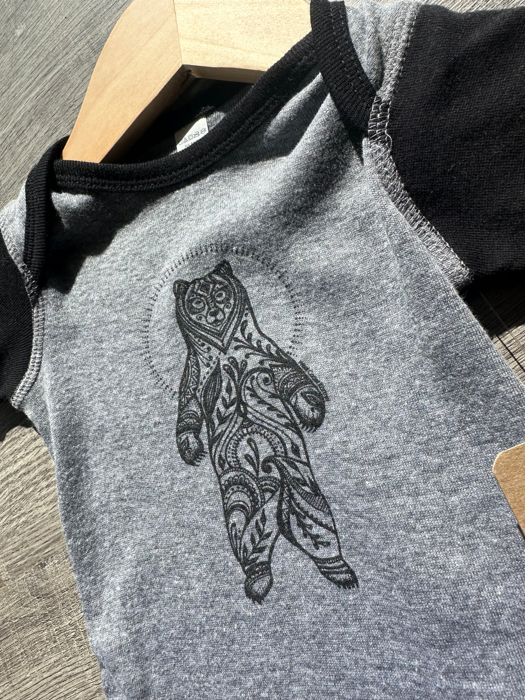 Standing Bear Baby Onesie in Heather Grey