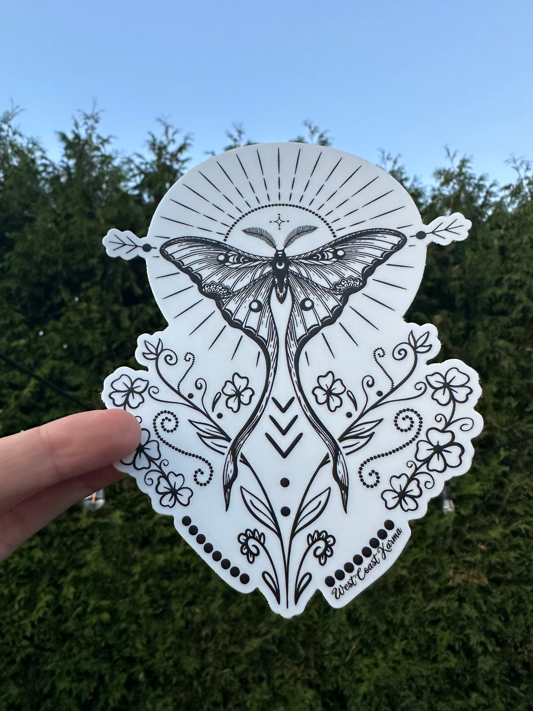 Luna Moth Folk Art Sticker