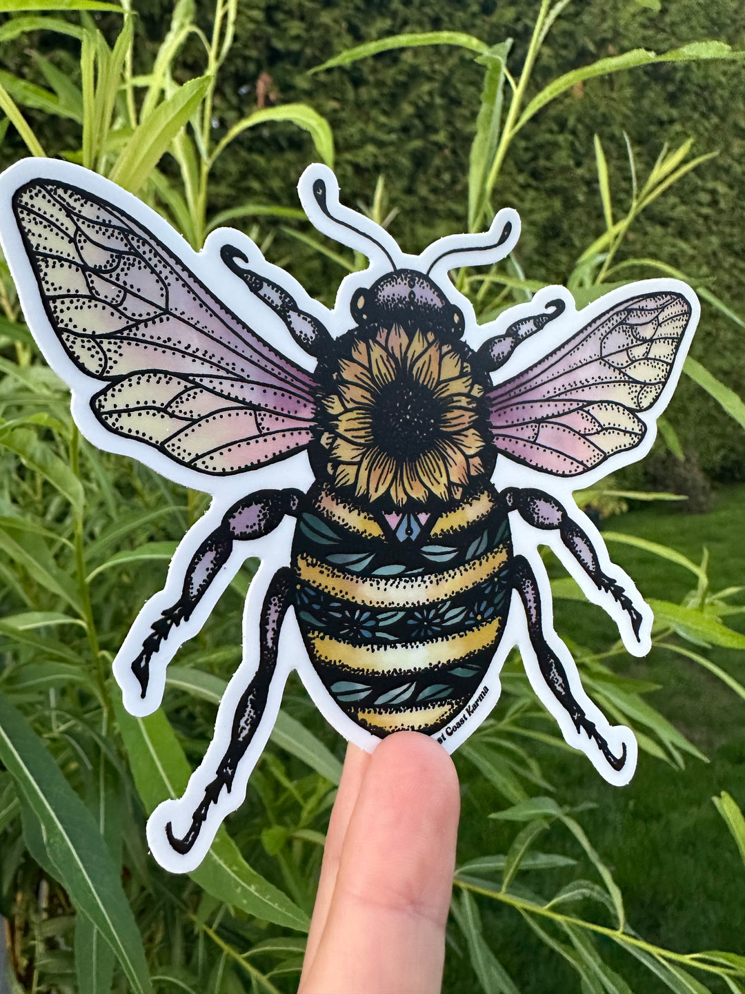 Sunflower Bee Colourful Sticker