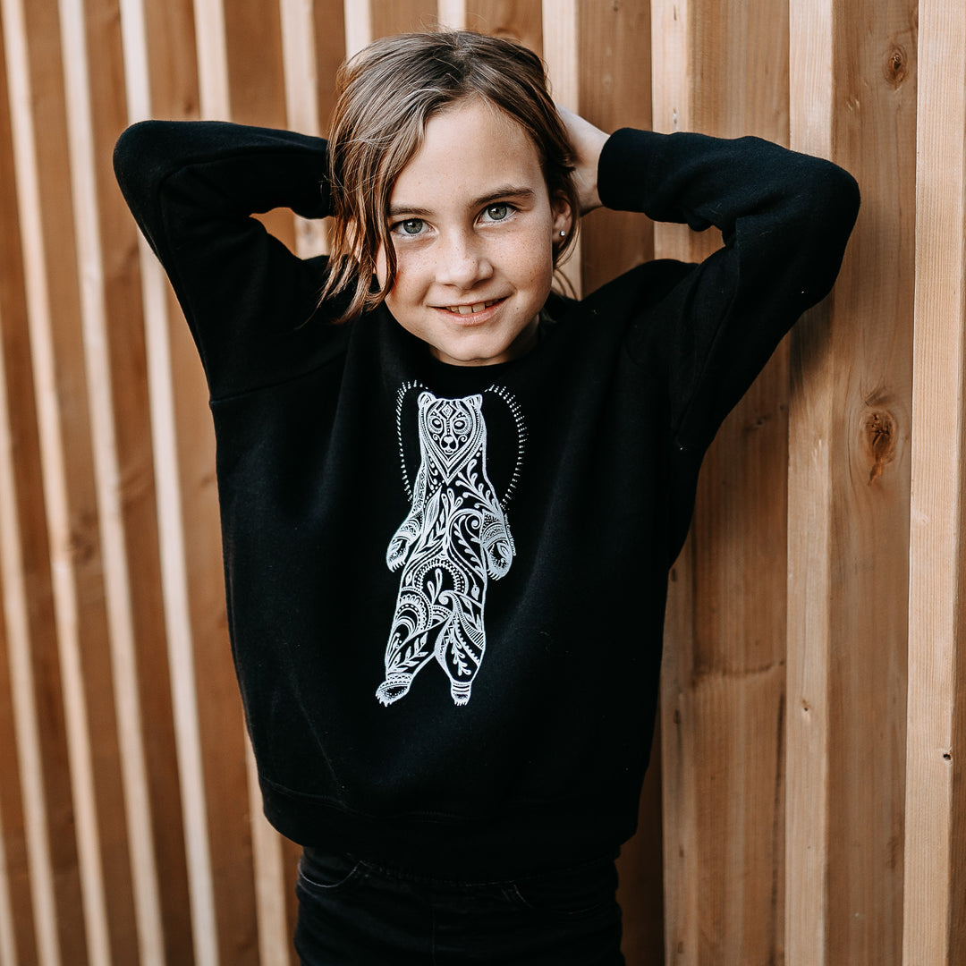 Standing Bear Kids/Youth Sweater in Black