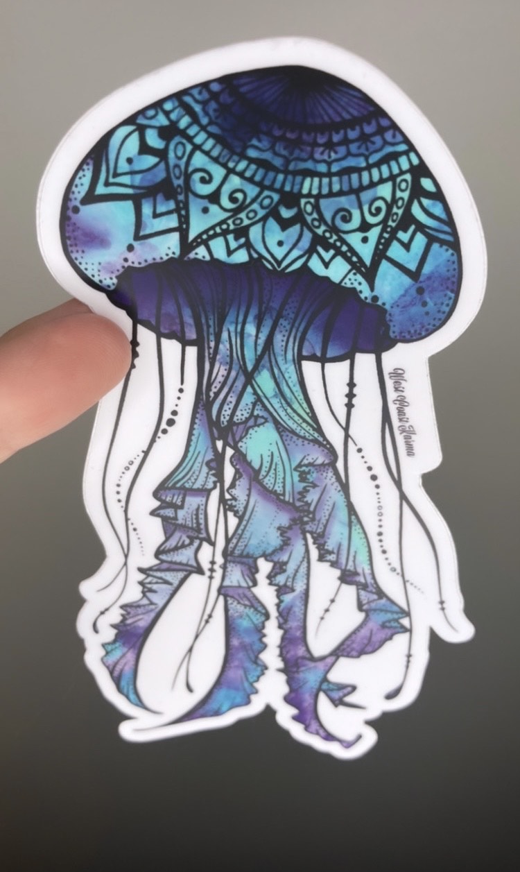 Watercolour Jellyfish Vinyl Sticker