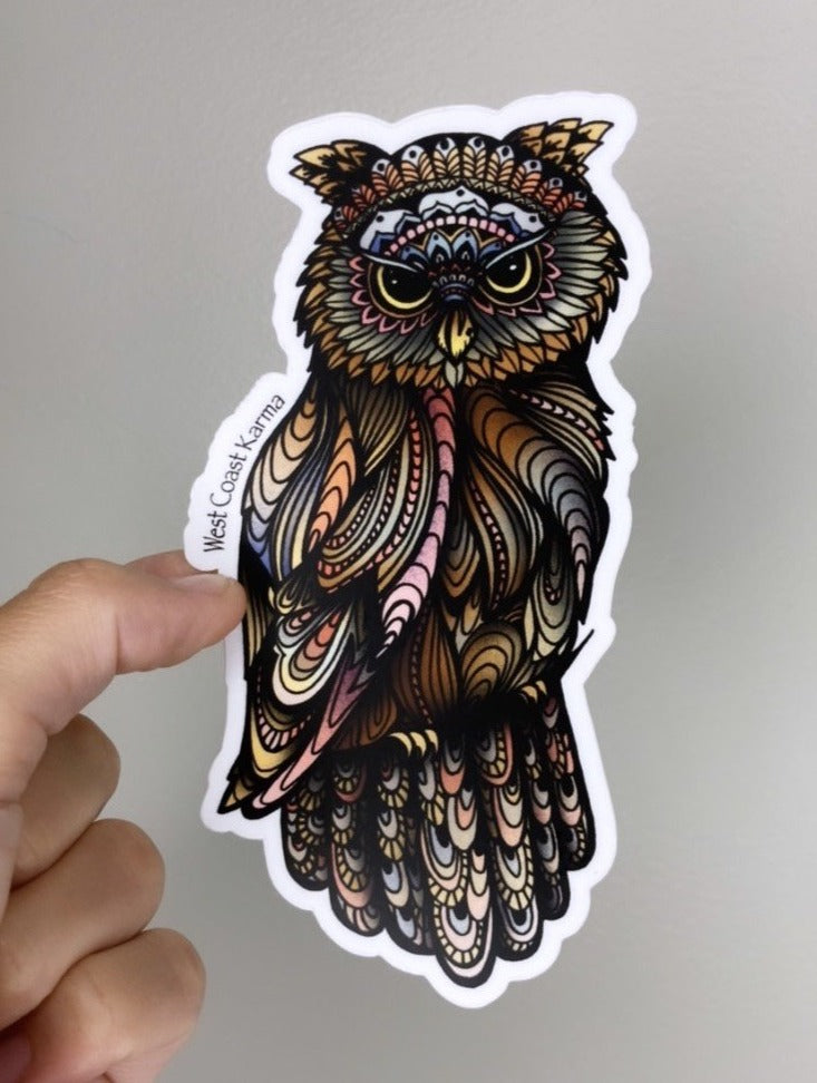 Owl Colourful Vinyl Sticker