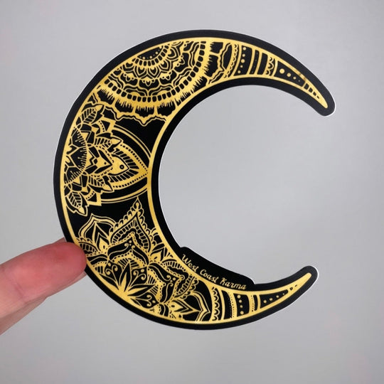 Black & Gold Mandala Moon Sticker