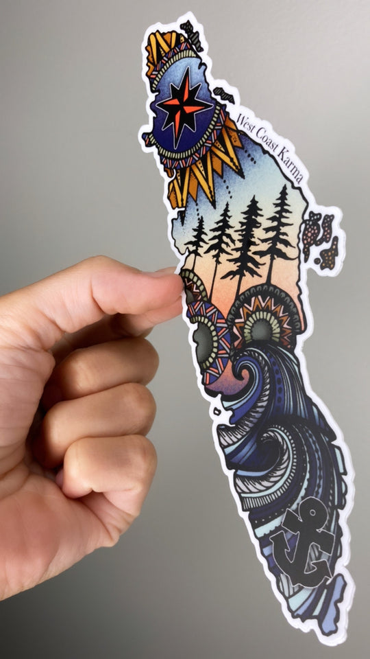 Vancouver Island Colourful Vinyl Sticker