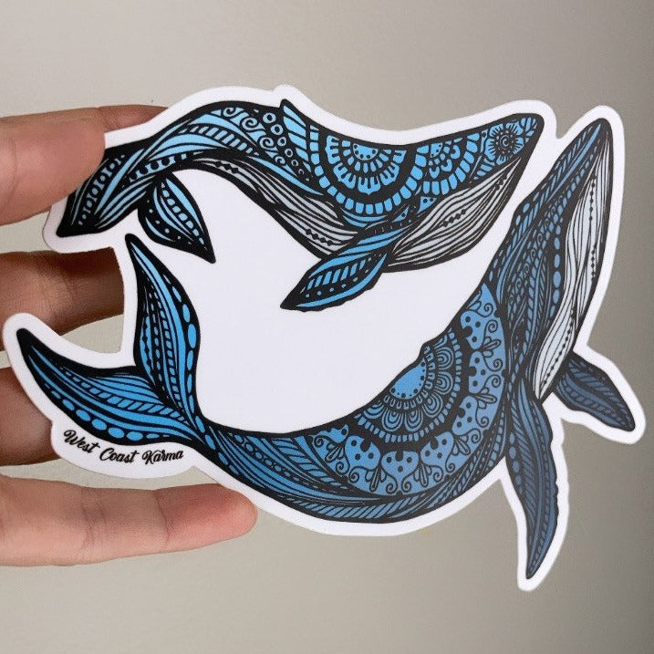 Mom and Baby Ombre Blue Whale Vinyl Sticker