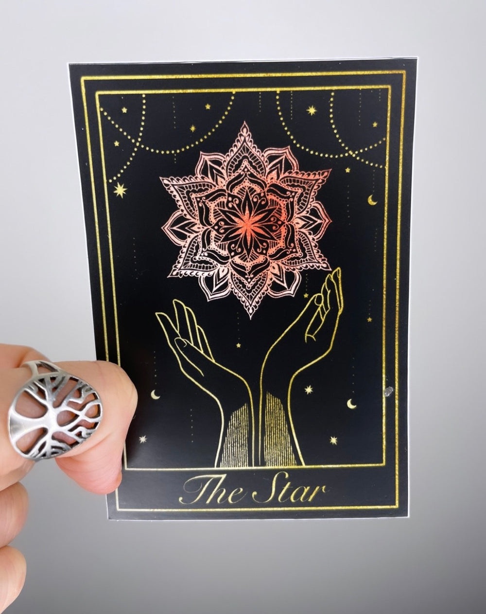 'The Star' Holographic Black Tarot Sticker